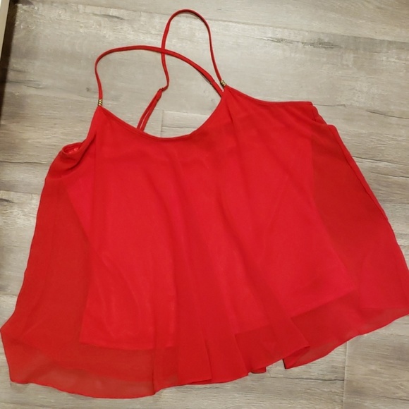 Hot Red Cami🌶  BEBE - Light and Flowy Top - Adjustable Straps - Picture 3 of 4